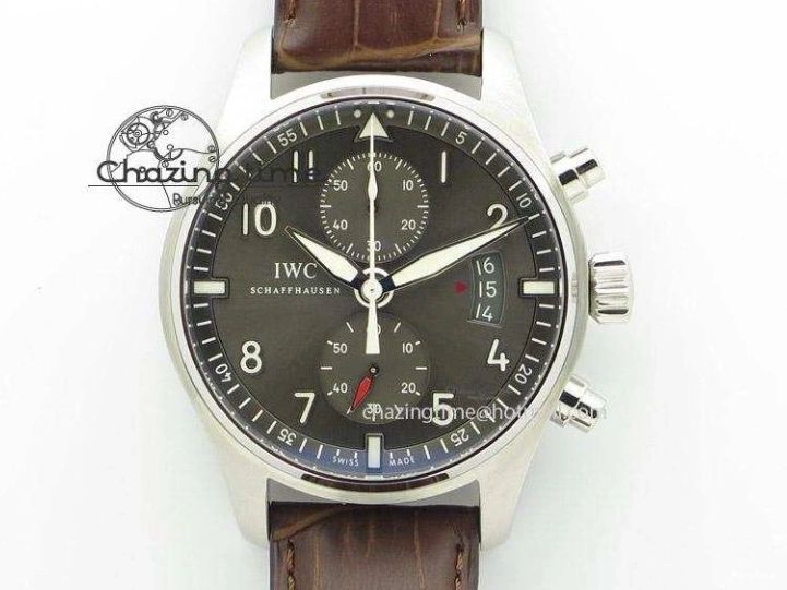 MIROTIME 0321 Youthful Pilot Chrono RG 3878 Gray Dial on Light Brown Leather Strap A 7394